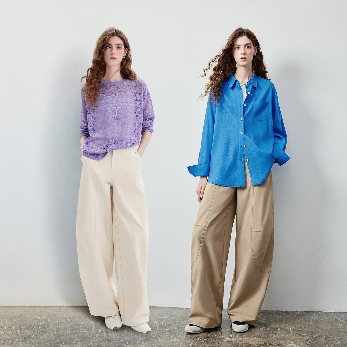 Curved-Seam Casual Pants