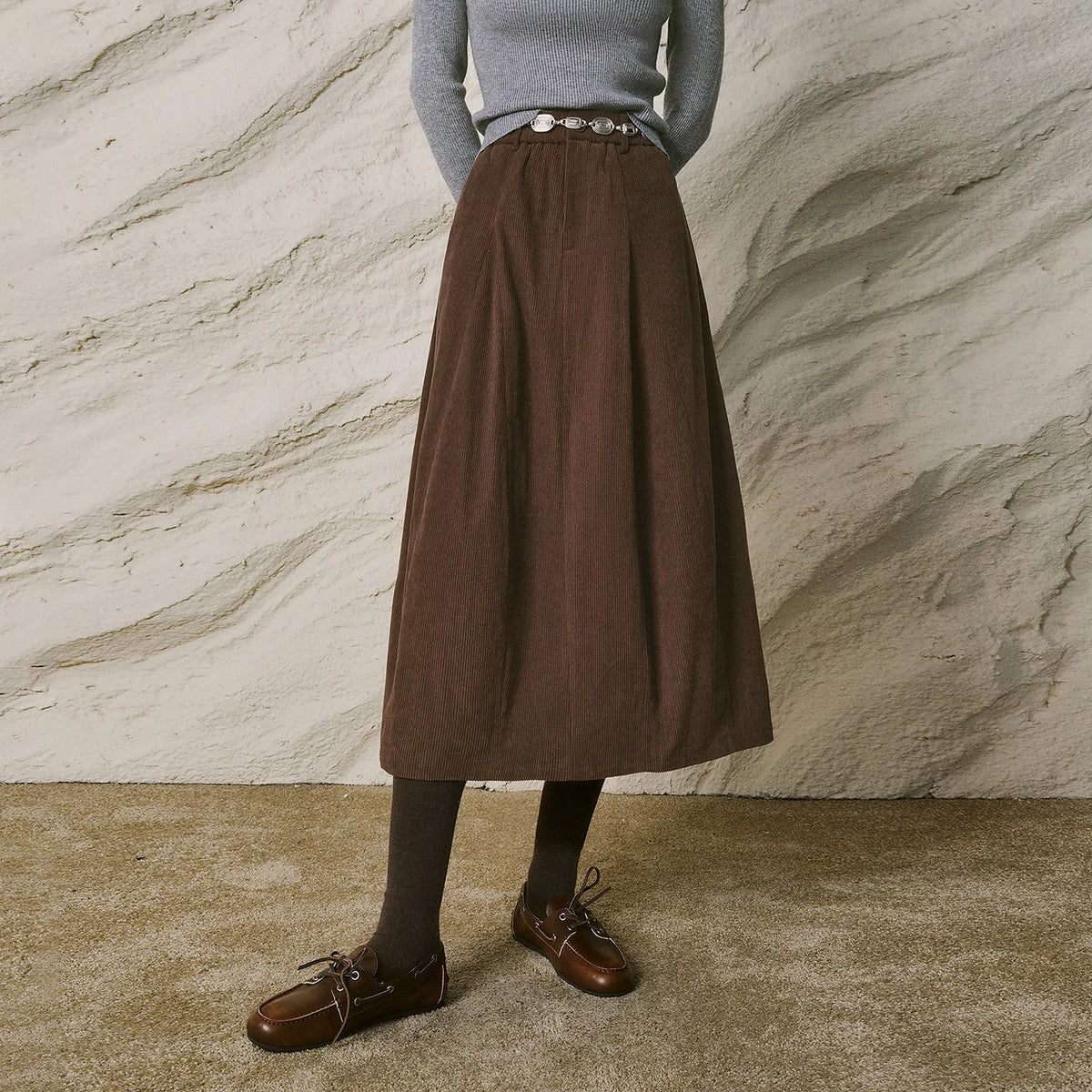 Pleated Midi Skirt