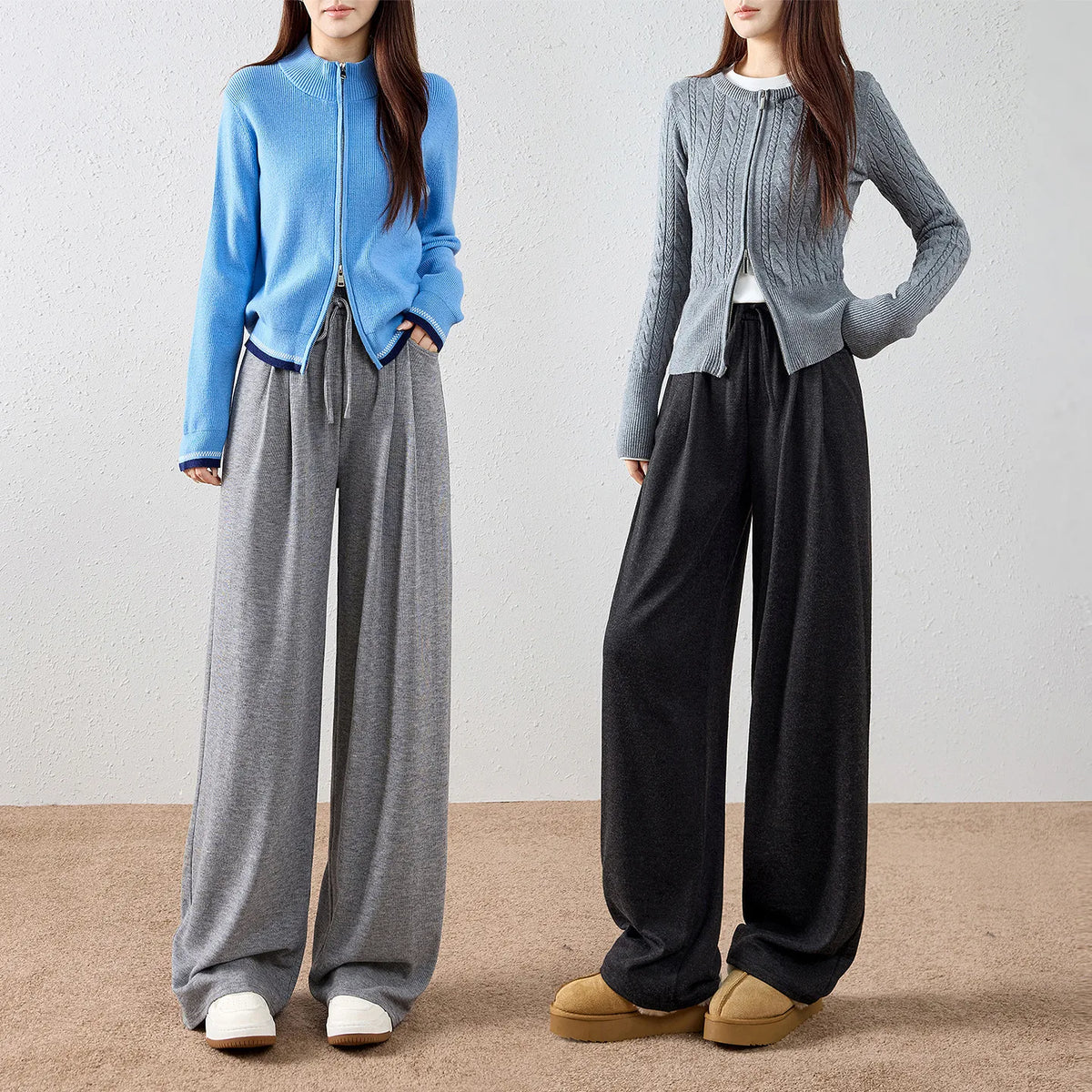 Elastic-Waist Wide-Leg Pants