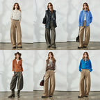 Curved-Seam Wide-Leg Pants