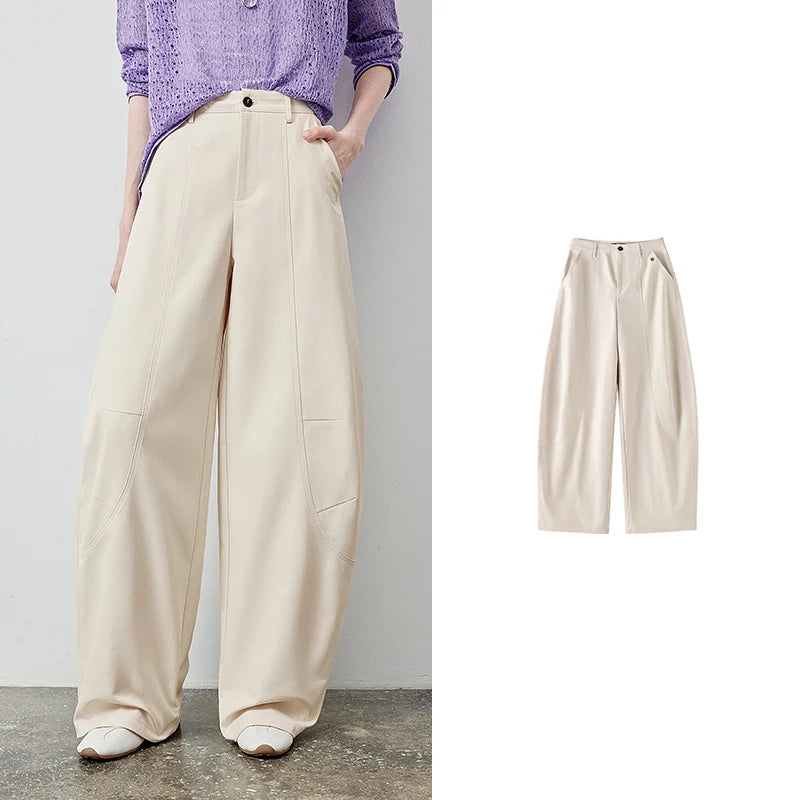Curved-Seam Casual Pants