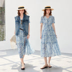 Floral Tiered V-Neck Midi Dress