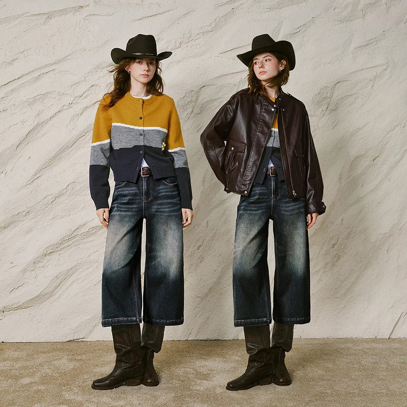 Faded Cropped Wide-Leg Jeans