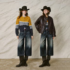 Faded Cropped Wide-Leg Jeans