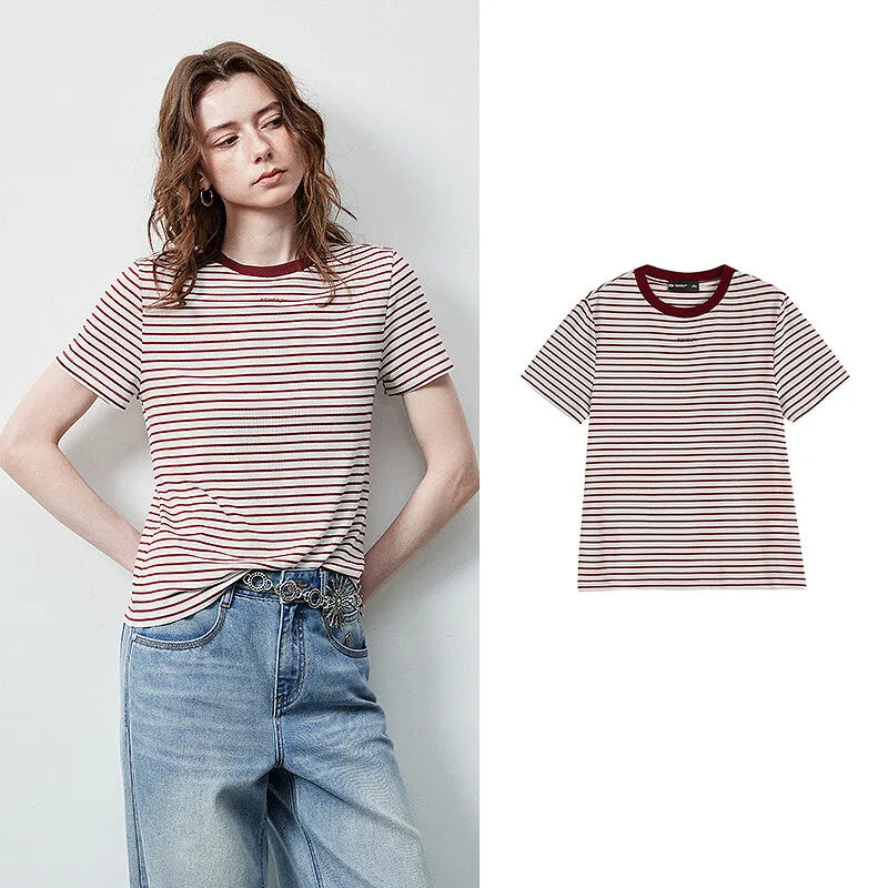 Striped Crewneck Short-Sleeve Tee