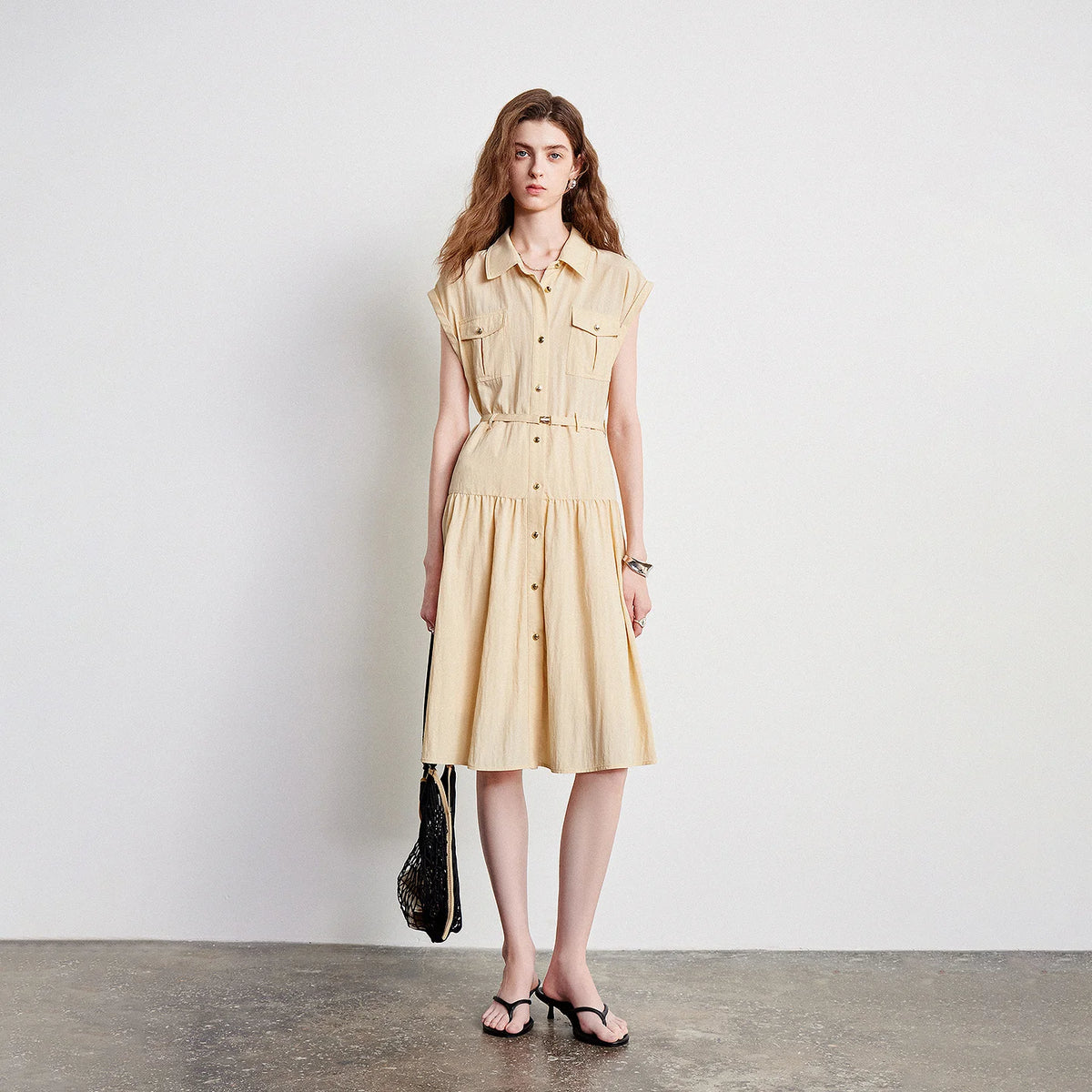 Sleeveless Button-Front Midi Dress