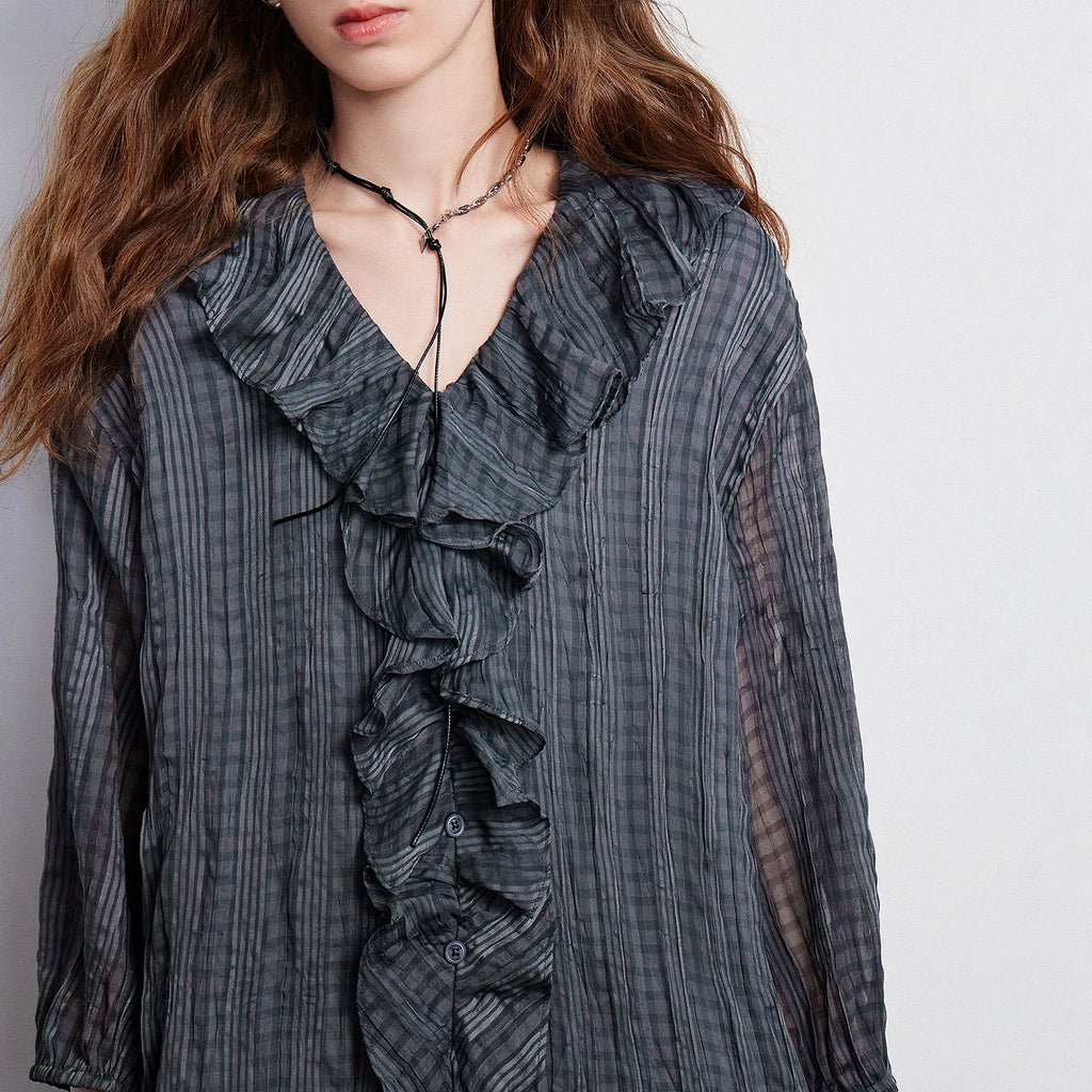 Plaid Ruffle-Front Mini Dress