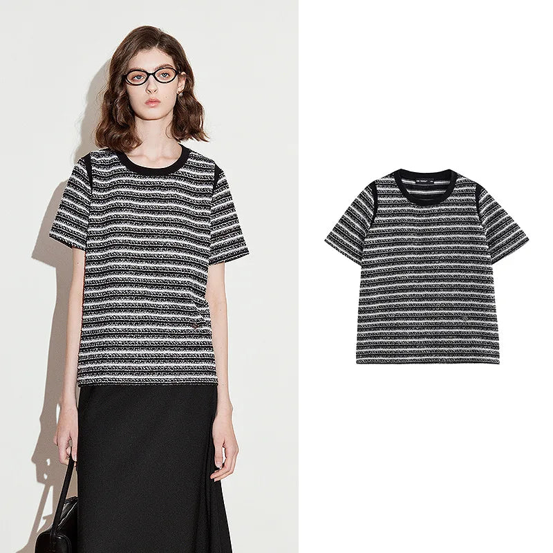 Striped Short-Sleeve Knit Top