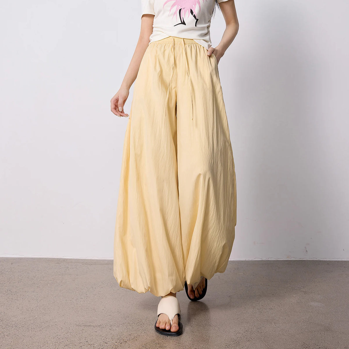 Gathered-Hem Balloon Pants