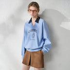 Contrast-Collar Graphic Sweatshirt