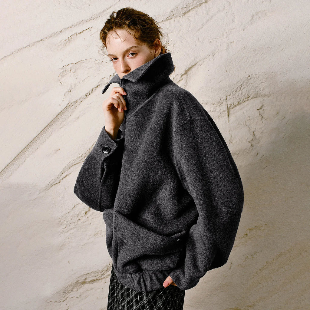 Stand-Collar Zip Jacket