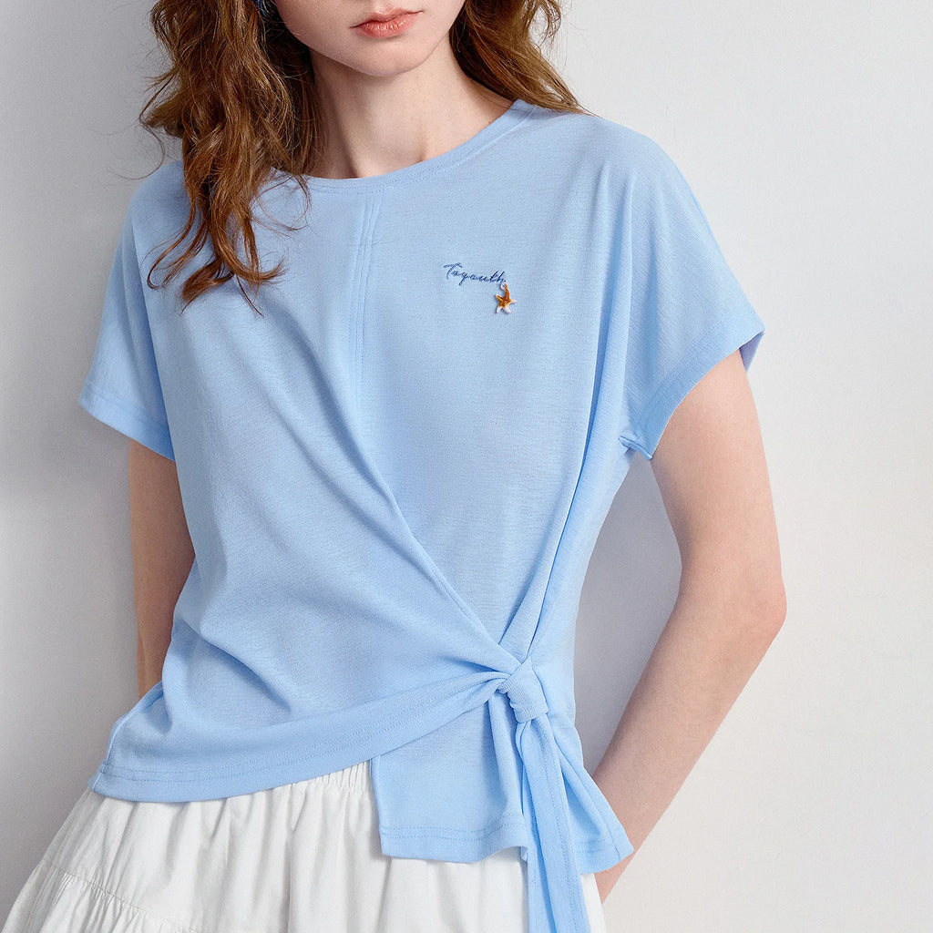 Tie-Hem Short-Sleeve Tee