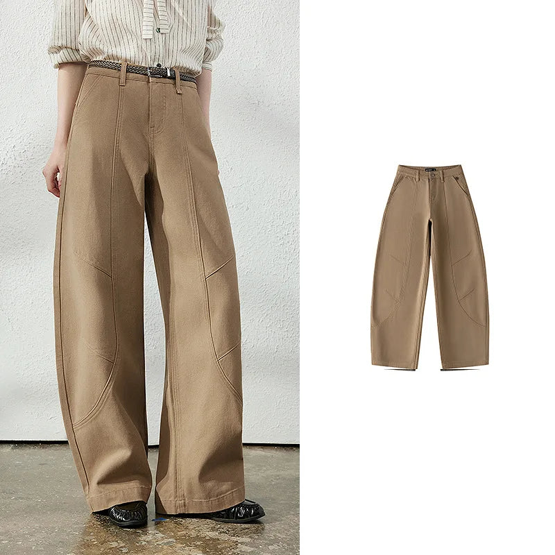 Curved-Seam Wide-Leg Pants