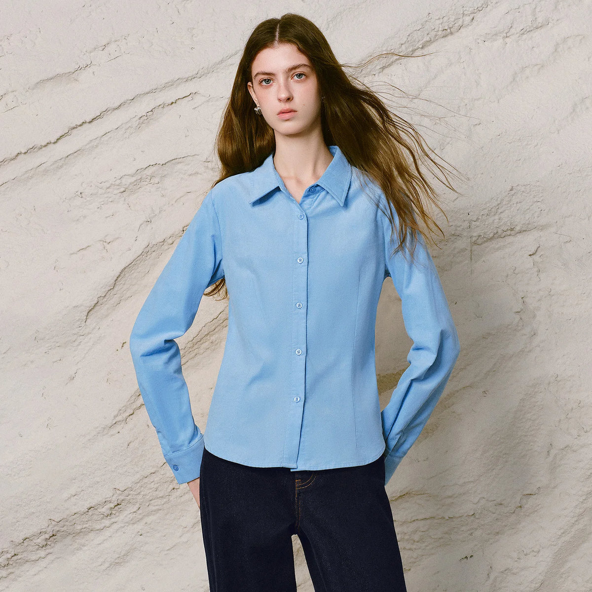 Seam-Detail Collared Shirt