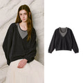 Layered-Look V-Neck Sweatshirt