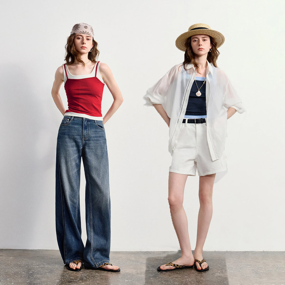 Contrast-Trim Square-Neck Tank Top