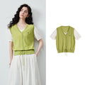 Layered-Look V-Neck Knit Top