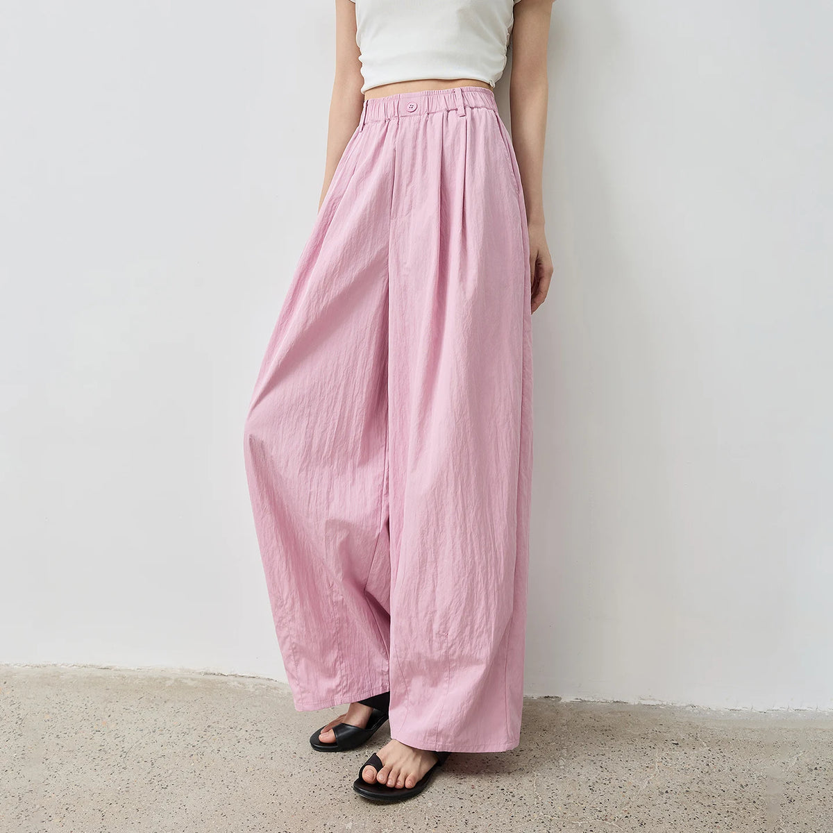 Drawstring Wide-Leg Pants