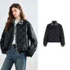 Diamond-Quilted Collared Jacket