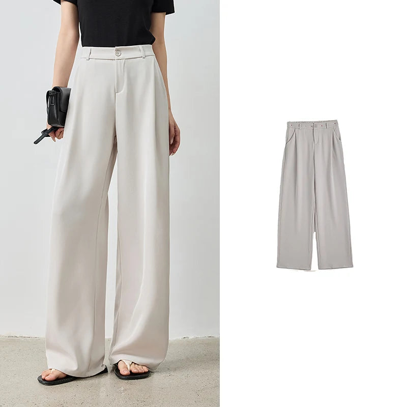 Pleated Wide-Leg Tailored Pants
