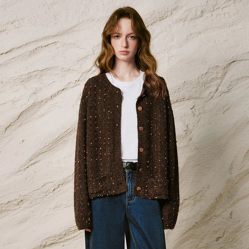 Speckled Relaxed Knit Cardigan