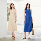 Gathered Sleeveless Midi Dress