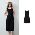 Sleeveless Gathered-Waist Midi Dress