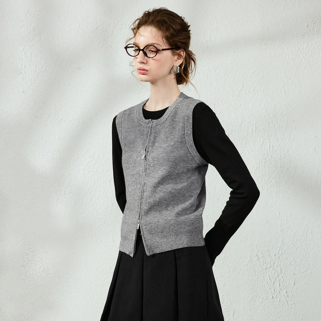 Zip-Front Knit Vest