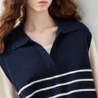 Striped Layered-Look Knit Polo