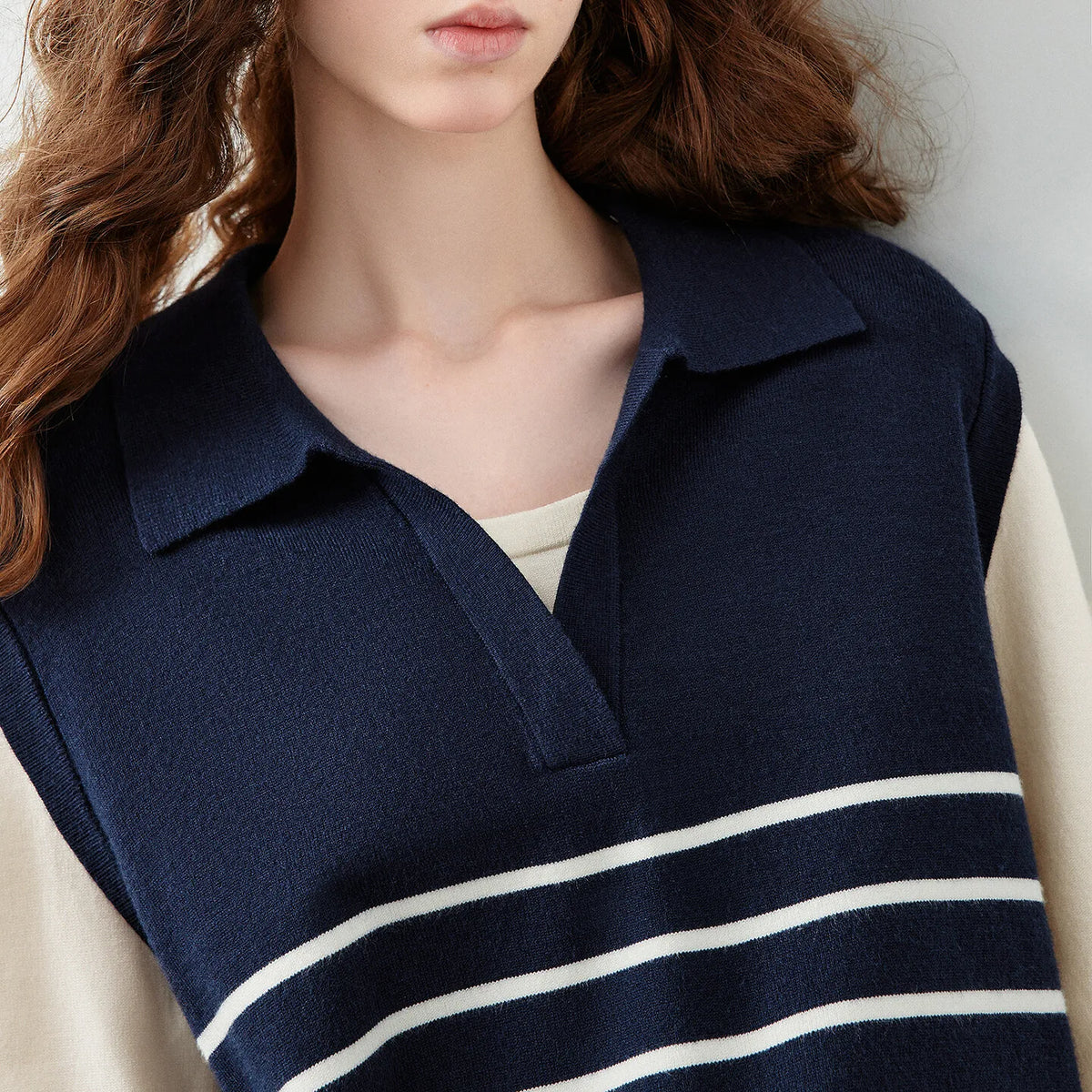 Striped Layered-Look Knit Polo