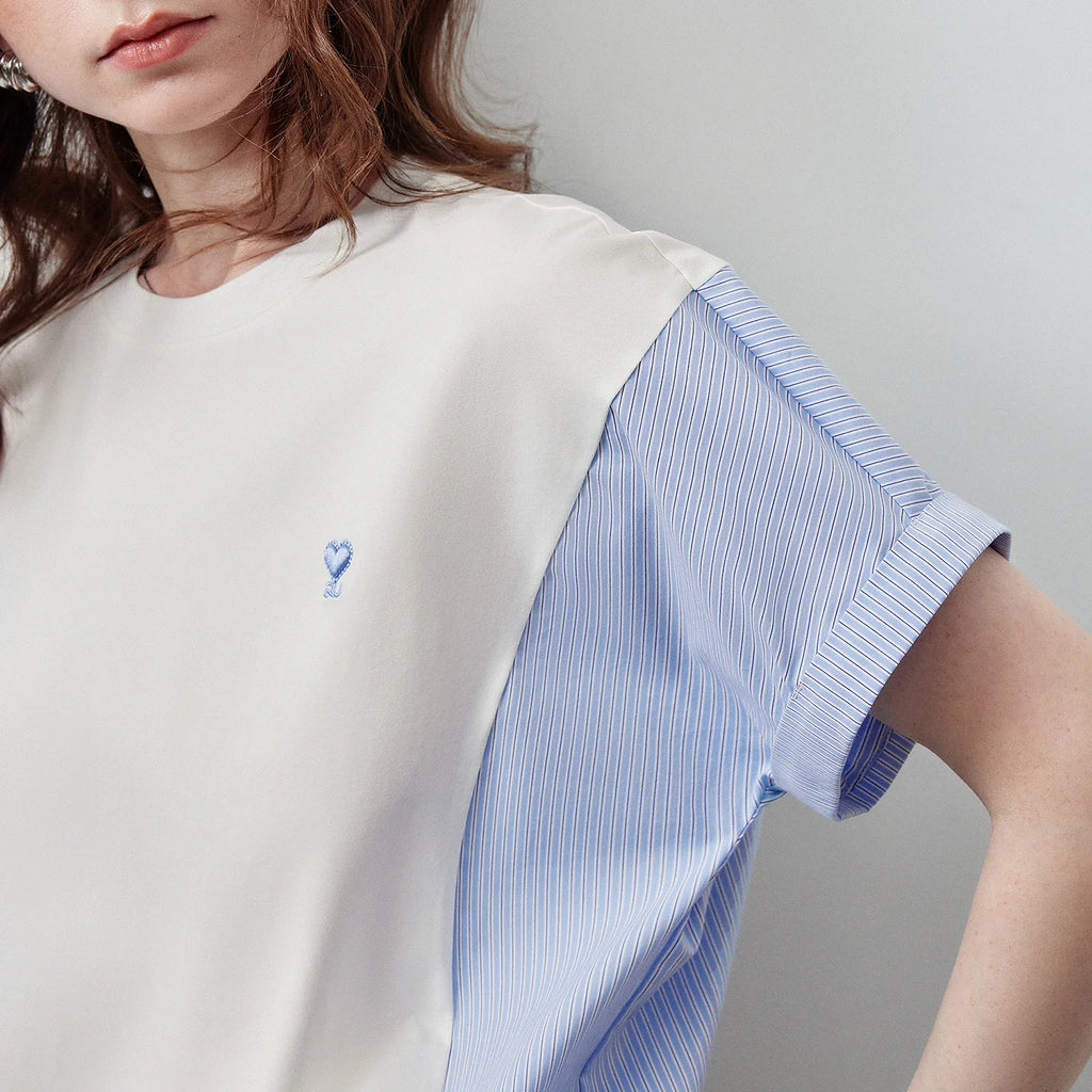 Contrast-Sleeve Relaxed Tee