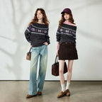 Fair Isle Off-Shoulder Knit Top