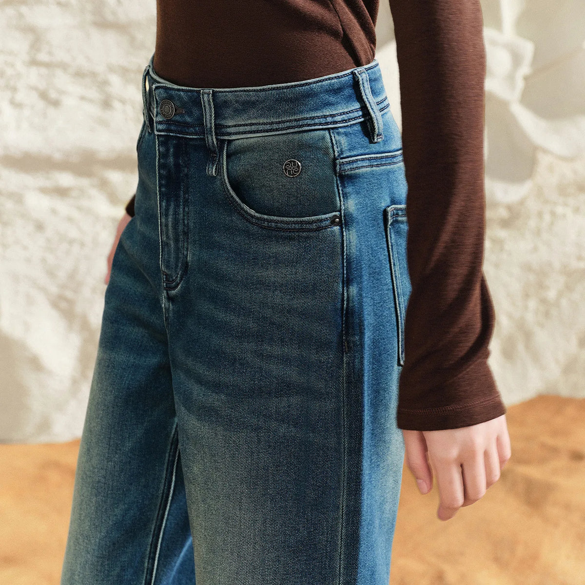 Straight-Leg Washed Jeans