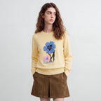 Flower-Motif Crewneck Sweater