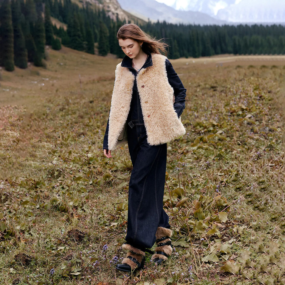 Shaggy Button-Front Vest
