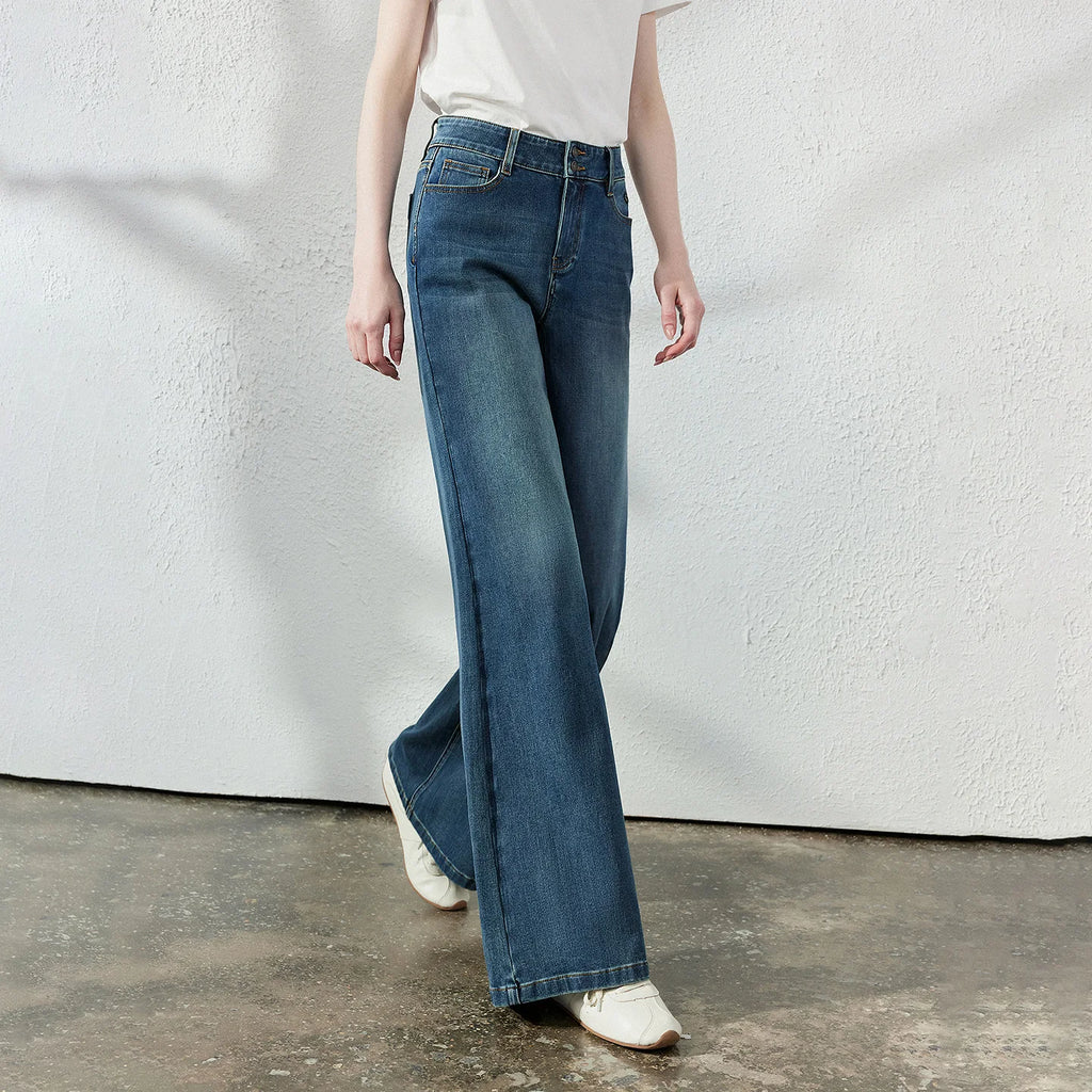Flared Dark-Wash Jeans
