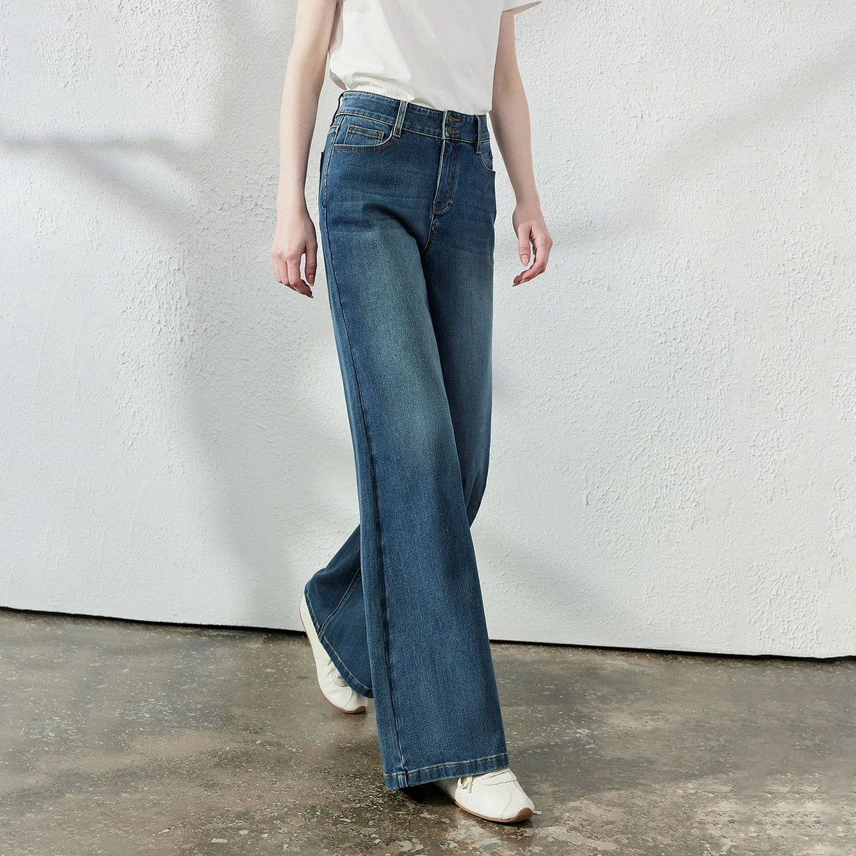Flared Dark-Wash Jeans