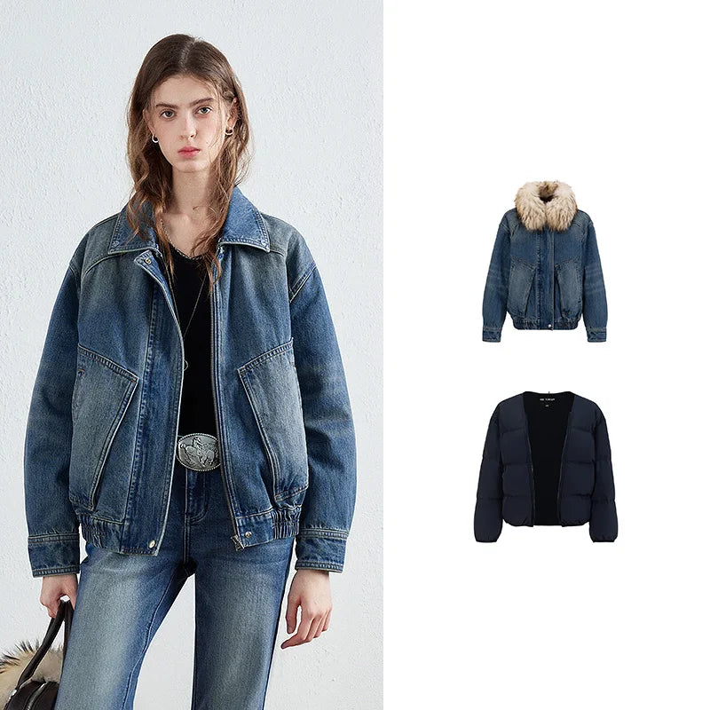 Shaggy-Collar Denim Jacket