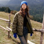 Wave-Quilted Collarless Jacket