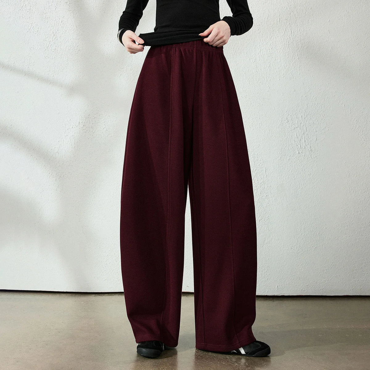 Draped Curved-Leg Pants