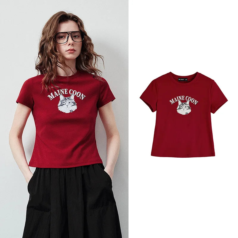 Cat Graphic Crewneck Tee
