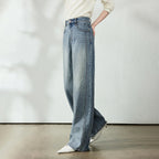 Wide-Leg Light-Wash Jeans