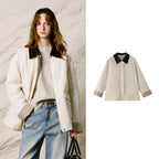 Quilted Contrast-Collar Barn Jacket