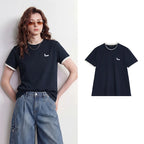 Contrast-Cuff Short-Sleeve Tee