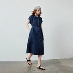 Belted Denim Midi Shirt Dress