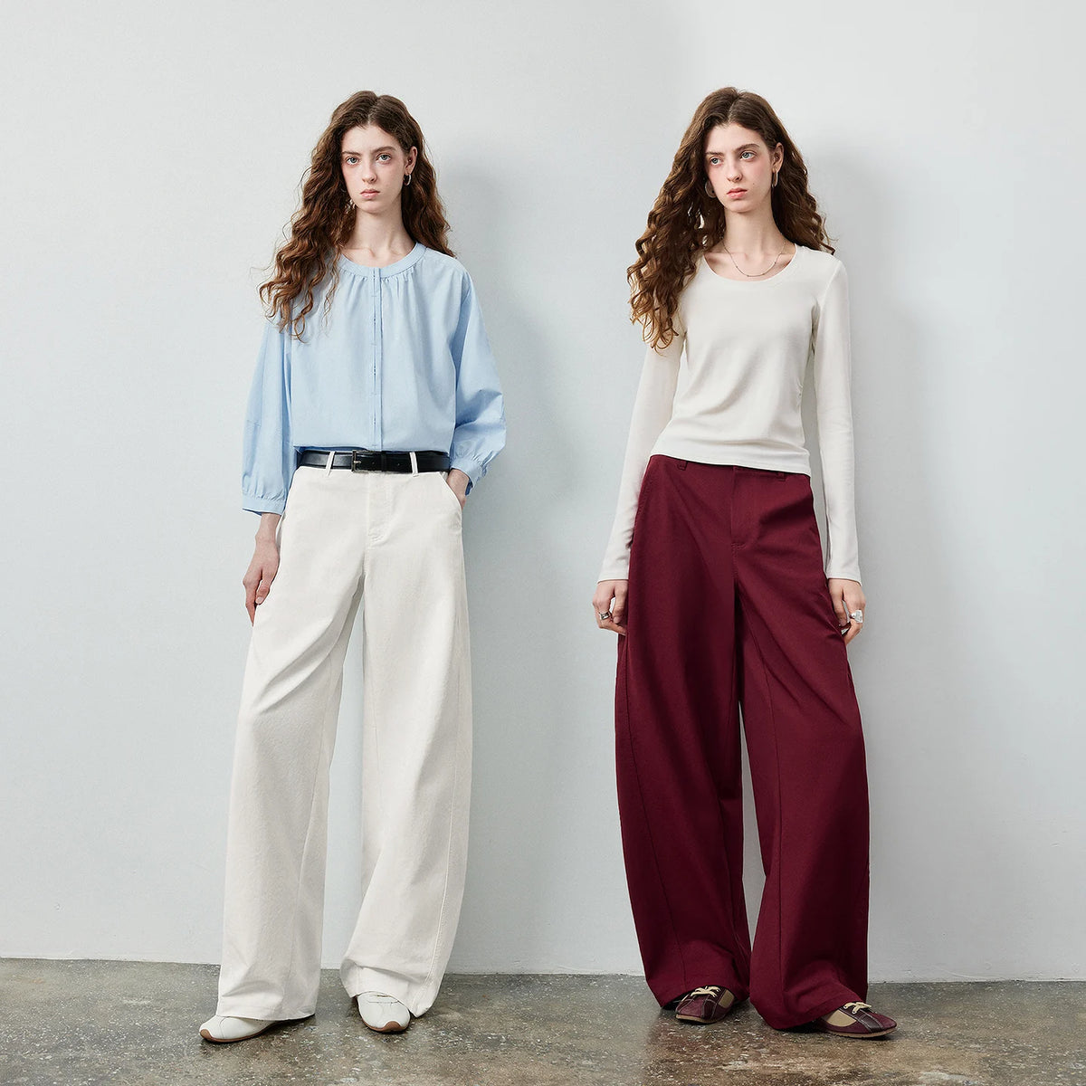 Seamed Curved-Leg Pants