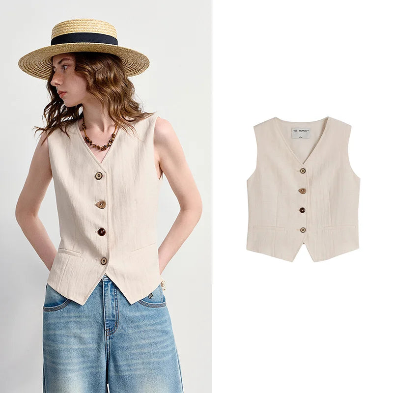 Tailored Button-Front Vest