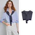 Striped Knit Shoulder Scarf