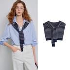Striped Knit Shoulder Scarf