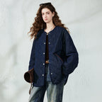 Collarless Diamond-Quilted Jacket